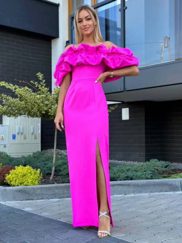 Sukienka Bella Maxi- Neonowy róż