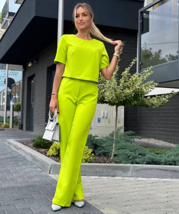 Komplet z bluzką - limonka