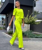 Komplet z bluzką - limonka