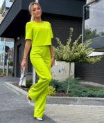 Komplet z bluzką - limonka