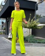 Komplet z bluzką - limonka