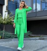 Komplet dzianinowy trzyczęściowy- Zielony