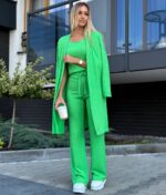 Komplet dzianinowy trzyczęściowy- Zielony