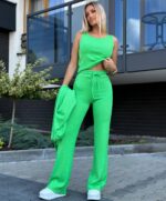 Komplet dzianinowy trzyczęściowy- Zielony