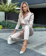 Komplet satynowy- jasny beż