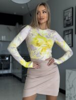 Bluzka -w print żółty