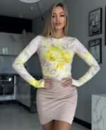 Bluzka -w print żółty