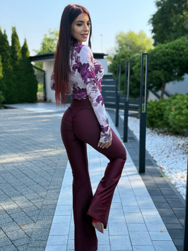 Legginsy dzwony- bordowe