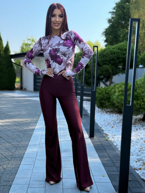 Legginsy dzwony- bordowe