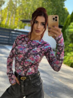 Bluzka - szara w kwiaty