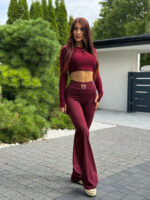 Legginsy dzwony Logo- bordowe