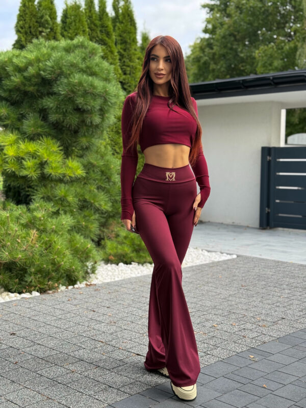 Legginsy dzwony Logo- bordowe