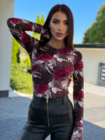 Bluzka - w kwiaty bordowe
